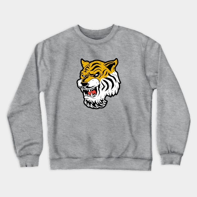 Retro Cartoon Tiger Head Crewneck Sweatshirt by SLAG_Creative